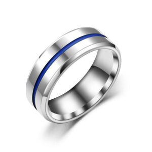 Blue Line Domination Ring: Japansk-koreanskt inspirerad Statement Piece med fet fasad oljedroppdesign