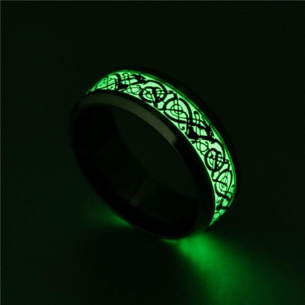 Fluorescerande Dragon Pattern Ring – självlysande glöd med iriserande drakedesign smycketillbehör för kvinnor och män