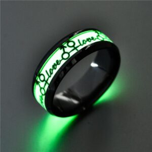 Luminous LOVE Eternal Love Titan & Steel Ring – Personliga skimrande fluorescerande smycken för henne