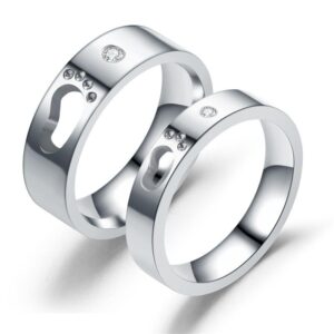 Diamond Footprint Par Rings – Eleganta inlayed finger smycken för honom och henne