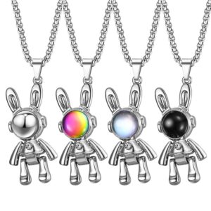 Galactic Groove Necklace: Unikt 4-färgs Astronaut Hip-Hop Chain Pendant med Streetwear-stil och anpassningsalternativ