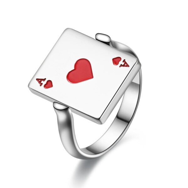 Vändbar Spade Ess & Heart Ace Ring – Unikt, trendigt pokerkortdesignhalsband för kvinnor