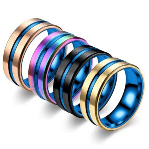 Blue Rose Bevel Groove Black Ring – Färgglad & dominerande smyckesdesign