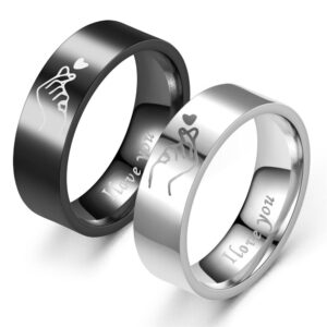 Love You Forever Couple Heart Ring – Graverad ”I Love You”-ring för honom och henne, symbol för evig kärlek och vänskap