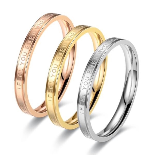 Forever Entwined Couple Ring – Anpassningsbar ”I FEEL YOU” kärleksbrev graverad tvillingband för honom och henne, symboliserar ett obrutet band av kärlek och engagemang