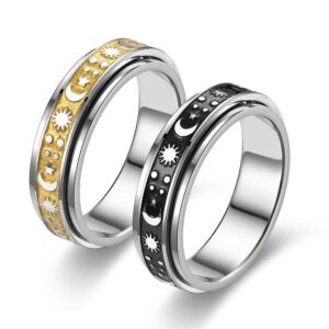 Stellar Timeless Chic: Fashion Rotating Black Sun & Moon Ring – En hedrad symbol för evigheten i modern design