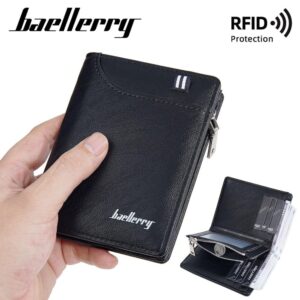 Baellerry Slim RFID-blockerande plånbok för män med flera kortplatser och blixtlåsficka