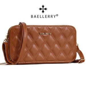 Baellerry Quiltad Crossbody-telefonväska för kvinnor med dubbel dragkedja