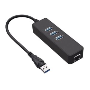 USB3 A ha, Gigabit RJ45 nätverksadapter, 3x USB3 ho, svart